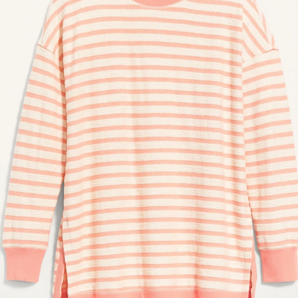 OLD NAVY SIZE SMALL CORAL STRIPE SWEATSHIRT FOR WOMAN